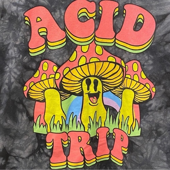 Spencer’s Acid Trip Mushroom Psychedelic T Shirt Gray Colorful Mens Size Large - Picture 4 of 8